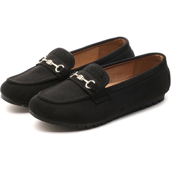 Women's Black Fabric Arch Support Casual Slip on Buckle Comfort Penny Loafers - Picture 2 of 6